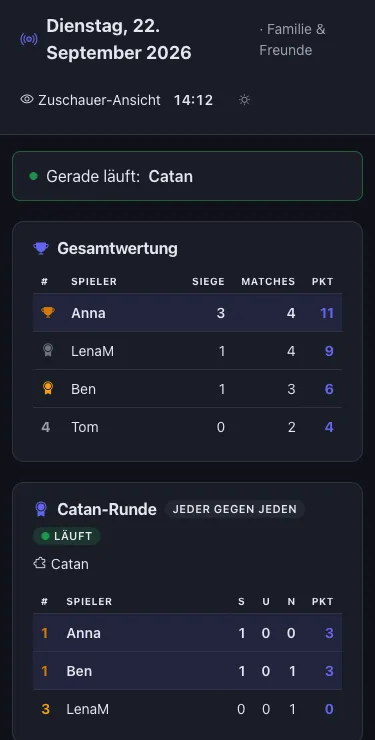 Zuschauer-Ansicht von Playnexi auf dem Handy