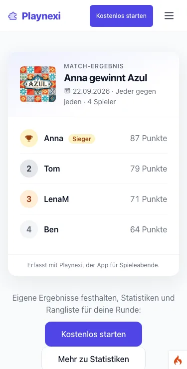 Shared match result on a phone