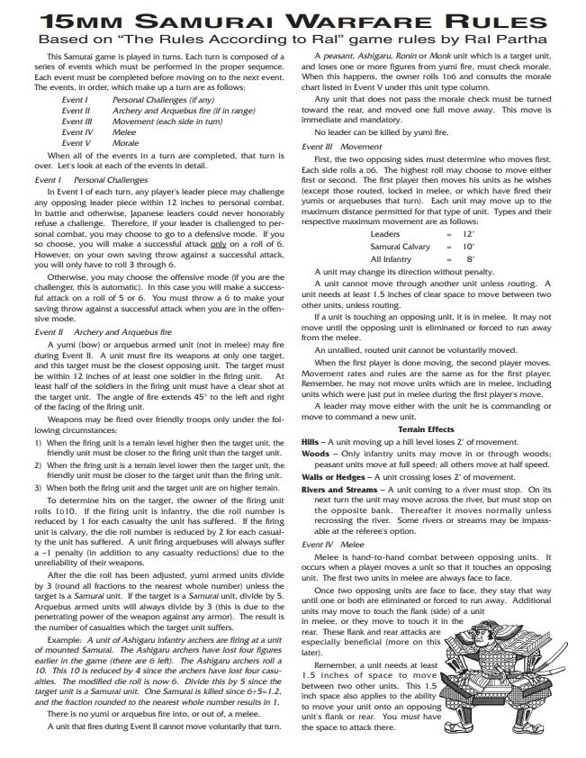 15mm Samurai Warfare Rules